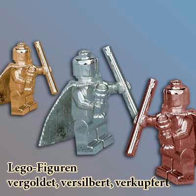 Legofiguren, vergoildet, versilbert, verkupfert