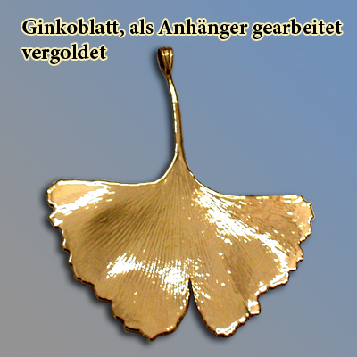 Ginkoblatt als Anhänger, vergoldet