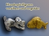Hundespeilfiguren, versilbert und vergoldet